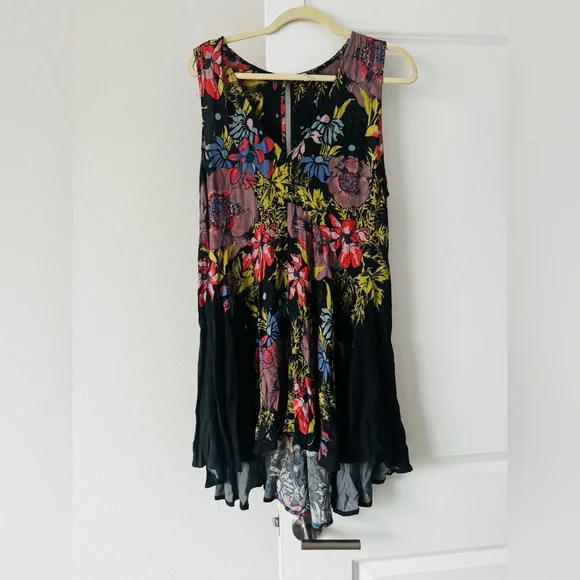 Free People Floral High-Low Skirt - Black and Multicolor - Picture 2 of 10